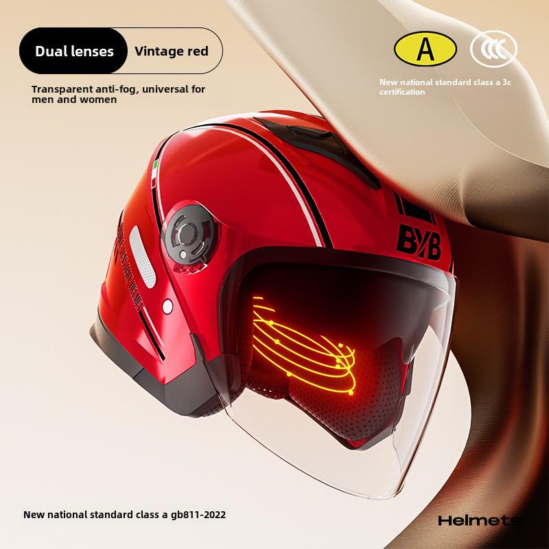Мотоциклетный шлем с защитой от запотевания, сертифицированный по классу A 3C — на все времена года, с двойной линзой, универсальная посадка