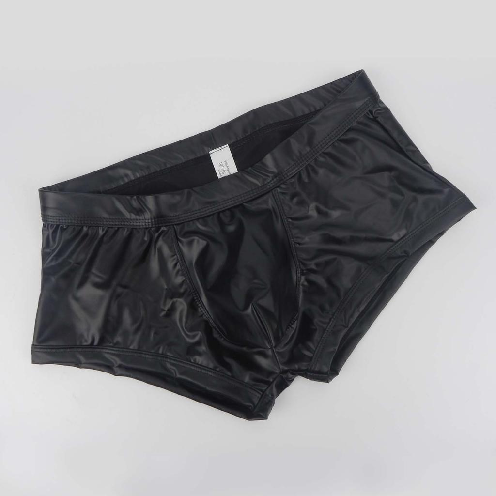 Мужские эротические трусики, крутое нижнее белье из искусственной кожи, дизайн ягодиц, сексуальные полые шорты-боксеры для ночного клуба