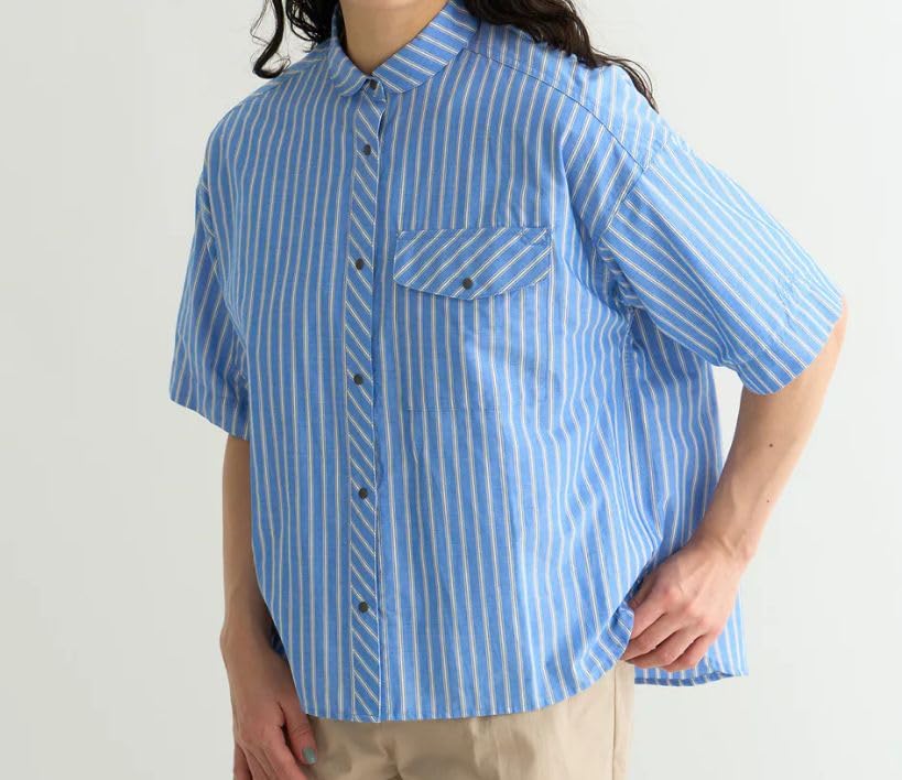Рубашка в весеннюю полоску WL размера BLU [NANGA] (Женский)