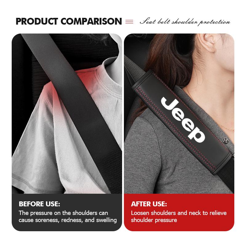 JOT2 Leather Car Seat Belt Shoulder Protect Pad Accessories For Jeep Compass Renegade Cherokee Wrangler JK Patriot Liberty