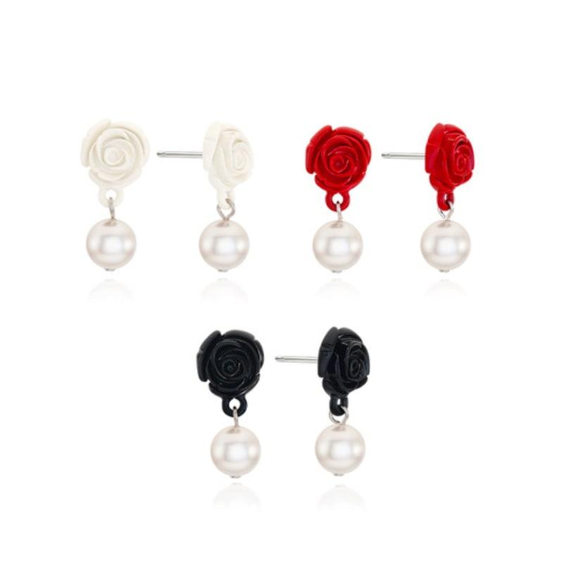 VINTAGE HOLLYWOOD Rose Pearl Earrings_VH2435EA004M