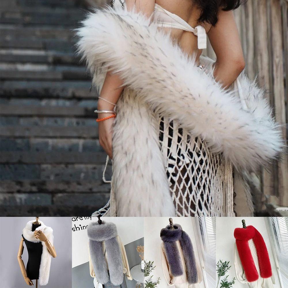 180cm Luxury Wraps Shawl Thick Fluffy Ladies Neck Warmer Muffler Fake Fur Long Scarf For Women Men
