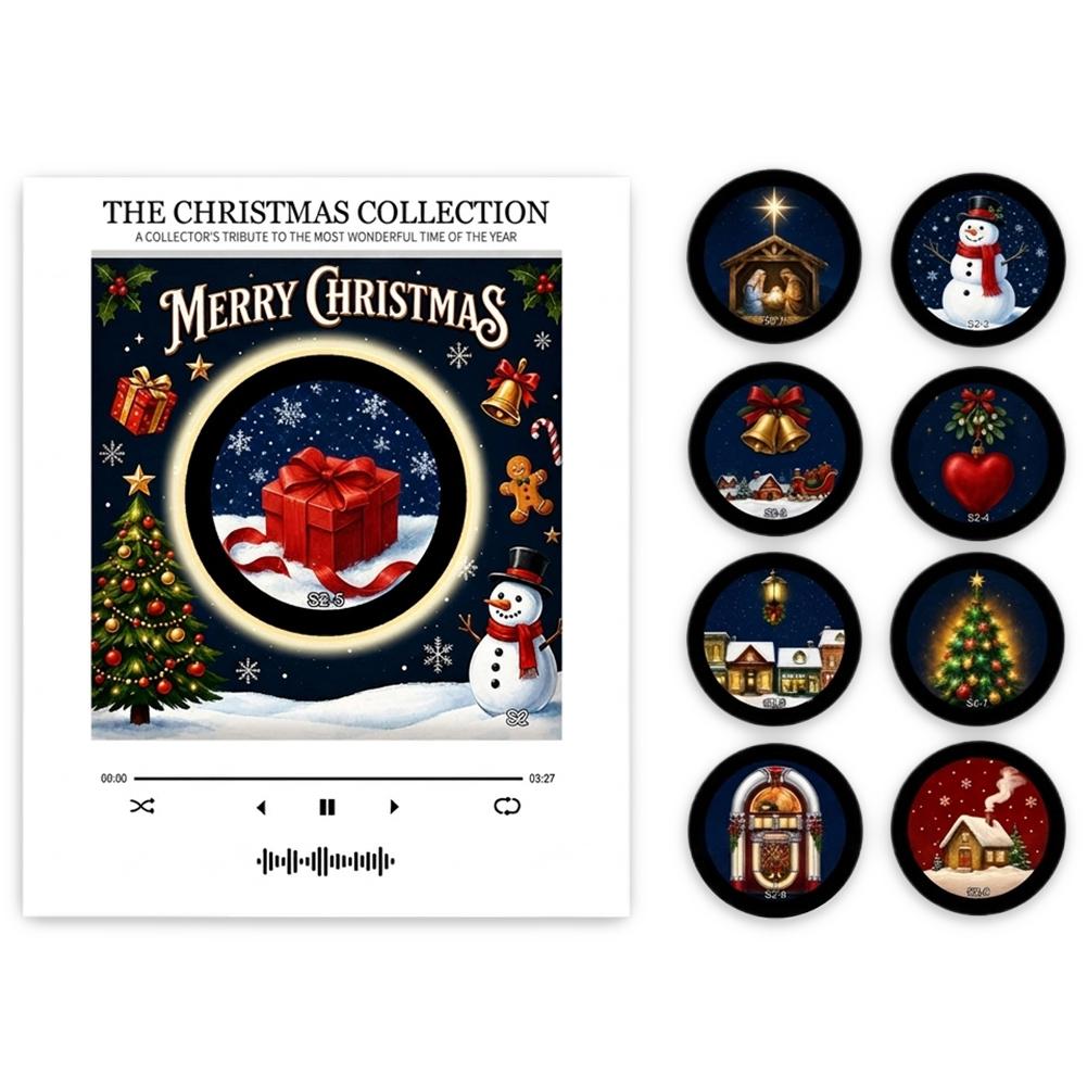 Screw Free Mold Rotating Luminescent NFC New Christmas Music Box Refrigerator Sticker Magnetic Holiday Decoration Gift