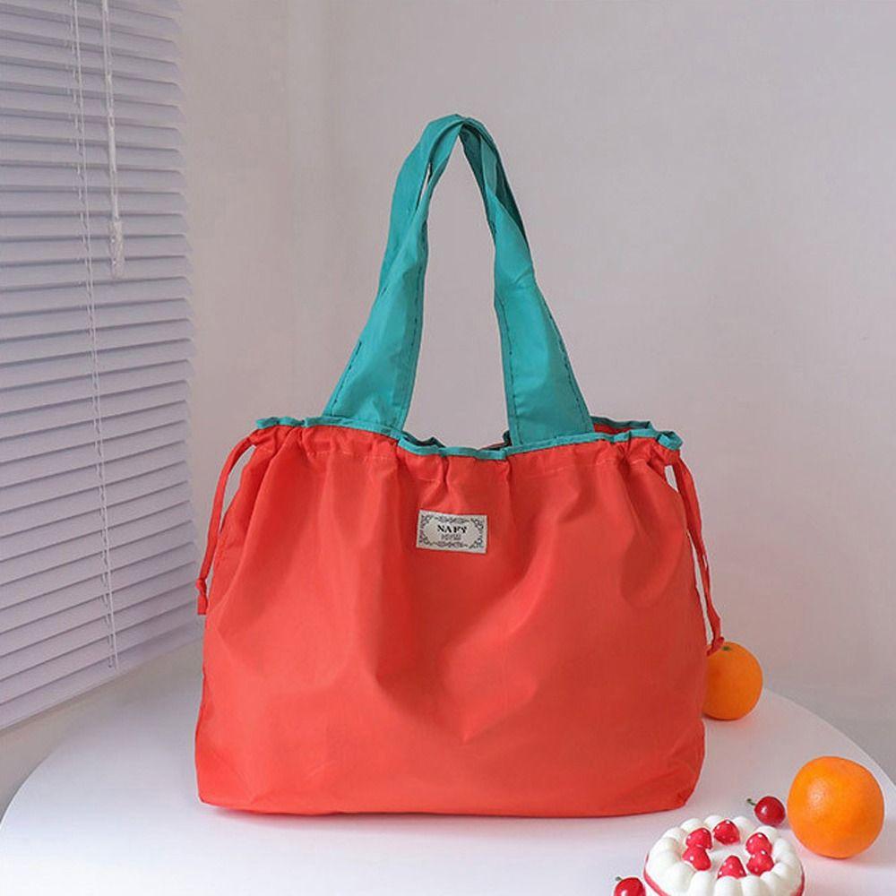 Bag Large Capacity Solid Color Women Shopping Bag Korean Shoulder Bags Foldable Storage Bag