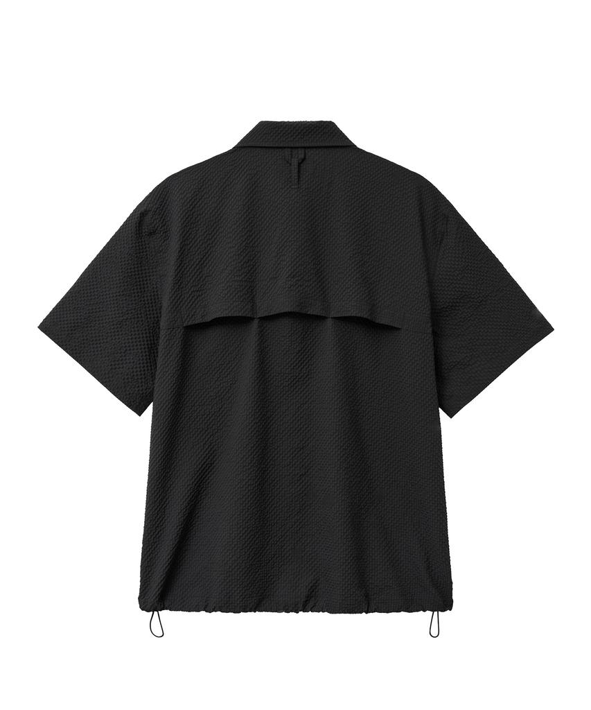 YALE Seersucker Check String Shirt_Black