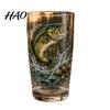 Glass Water Cup Fishing Pint Cup, Realistic Jumping Fish Pattern Design, Thickened Personalized Presents Creative for Outdoor Camping And Cabin Decor