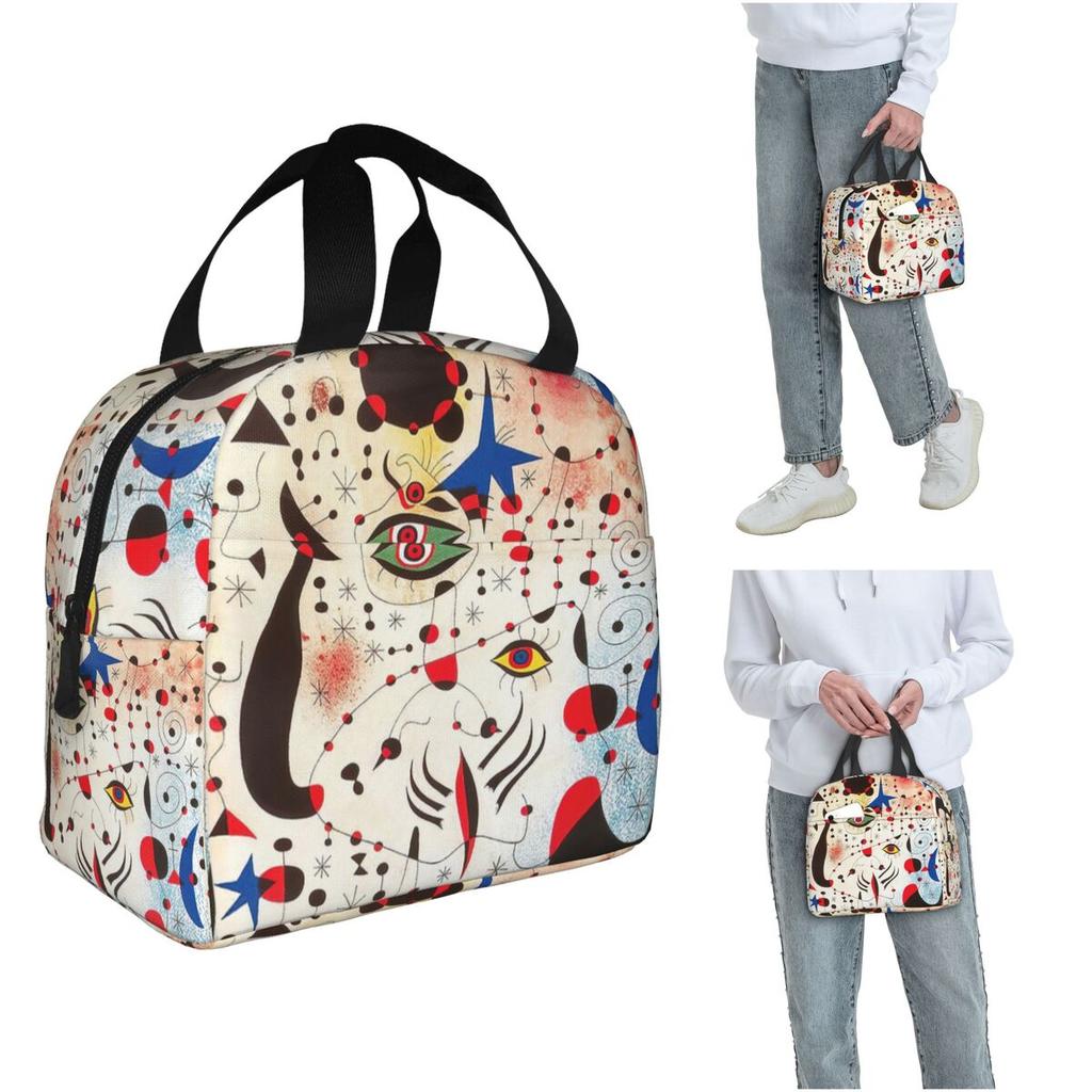 Joan Miro Insulated Lunch Bag for Women Kids Portable Food Boxes Thermal Lunch Box Tote