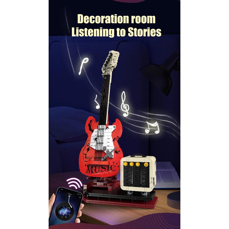Assembling guitar blocks can be connected to Bluetooth speakers,home decor,creative small particle assembly toys