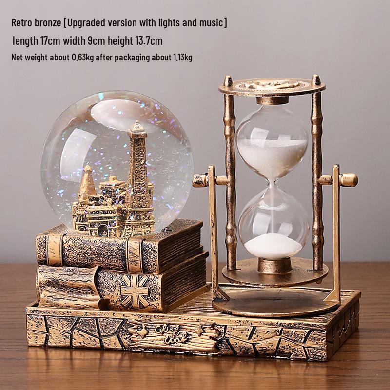 Хрустальный шар Эйфелева башня песочные часы - Светящийся подарок студенту, Полимерное настольное украшение