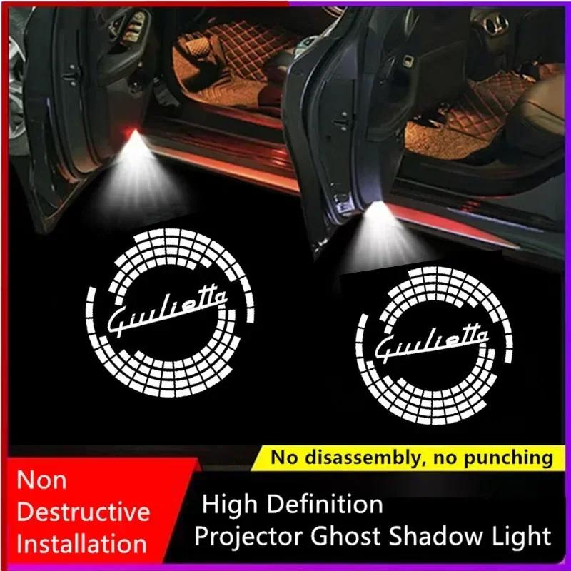 LUBTW1 2PCS For Alfa Romeo LOGO LED Car Door Welcome Light Projector Logo For Alfa159 Mito Stelvio Brera Spider Giulietta Giulia Romeo