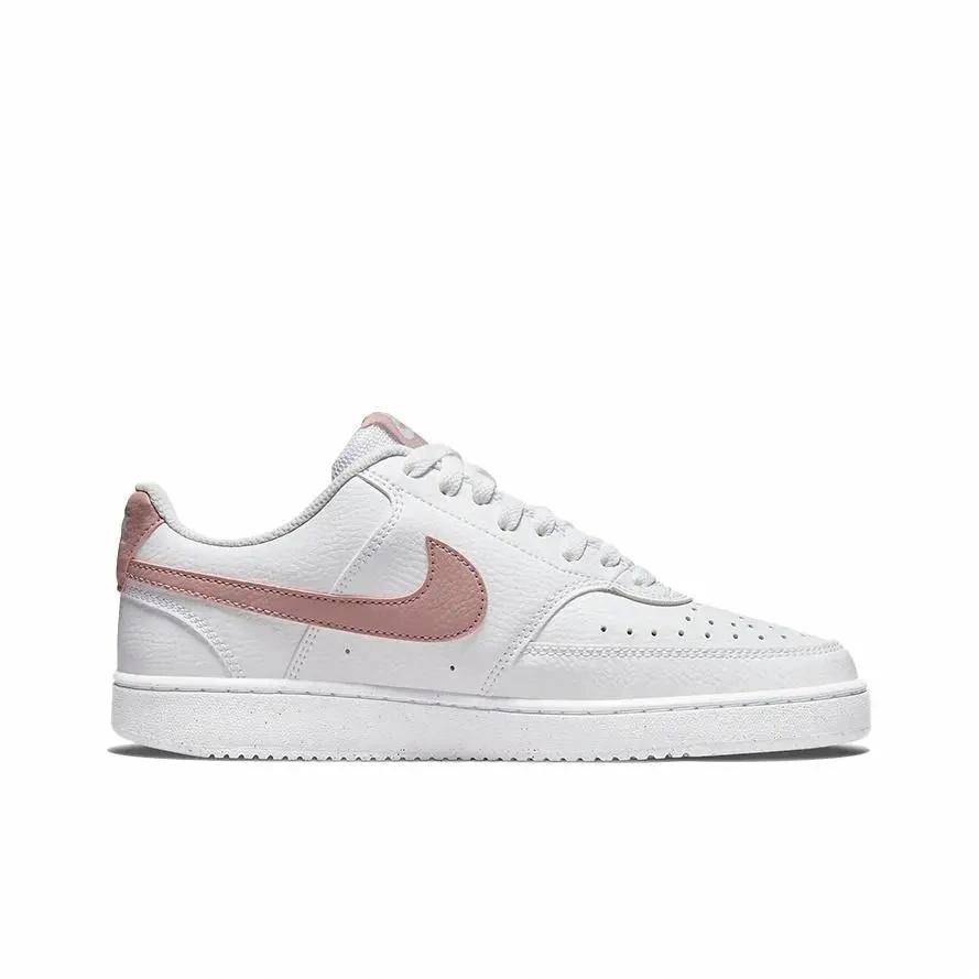 Nike Court Vision Low Модные Универсальные Удобные Низкие Детские Кеды для Скейтбординга Унисекс Кроссовки Бело-Розовые DH8158-102