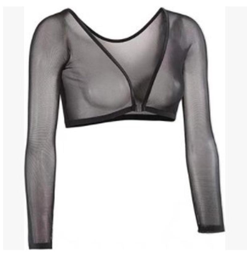 Сетчатый укороченный кардиган с длинными рукавами