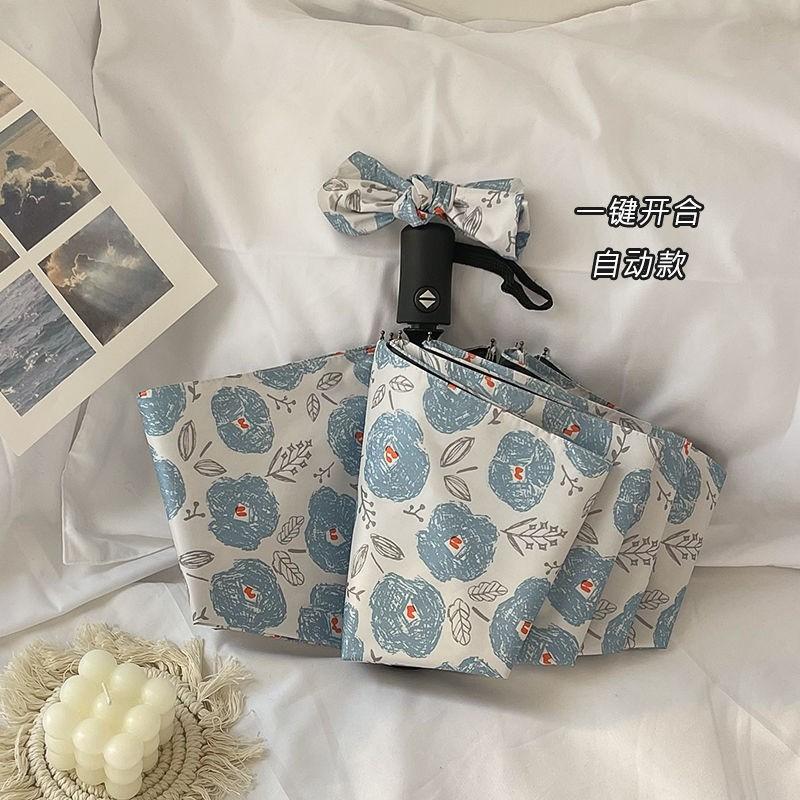 French Retro Floral Umbrella Sun-Rain Dual-Purpose Female Student Korean Version Folding Forest Sun Protection Parasol 50% Off U