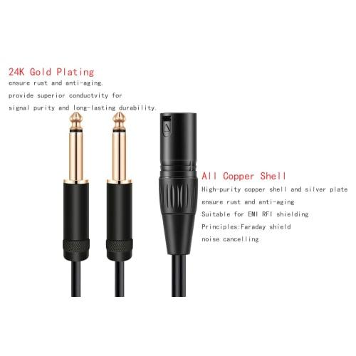Преобразователь Luxferre XLR на 6,3 мм, XLR на 6,35 мм, Кабель XLR на TS, Кабель 1 м XLR на 6,35 мм, Удлинительный кабель-преобразователь XLR для телефона, Совместим с микрофоном