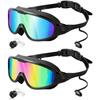 Swim Goggles 2 Pack, Wide View Anti Fog&UV Swimming Goggles for Audlt, No Leaking Swim Glasses for Men Women Youth