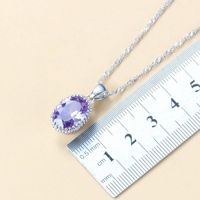 Wedding-Engagement 925 Silver Jewelry Sets AAA+ Quality Natural Crystal Bridal Costume 3-Piece Sets For Women 8-Colors Jewelry