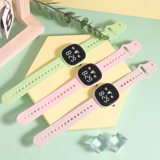 Светодиодные электронные часы Square Life, водонепроницаемые регулируемые мягкие силиконовые ремешки, спортивные наручные часы для мальчиков и девочек, подарок на день рождения