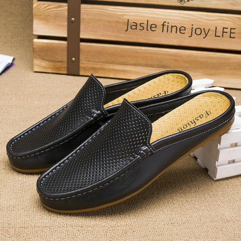 Men's Genuine Leather Closed-Toe Sandals - Breathable Summer Thong Shoes