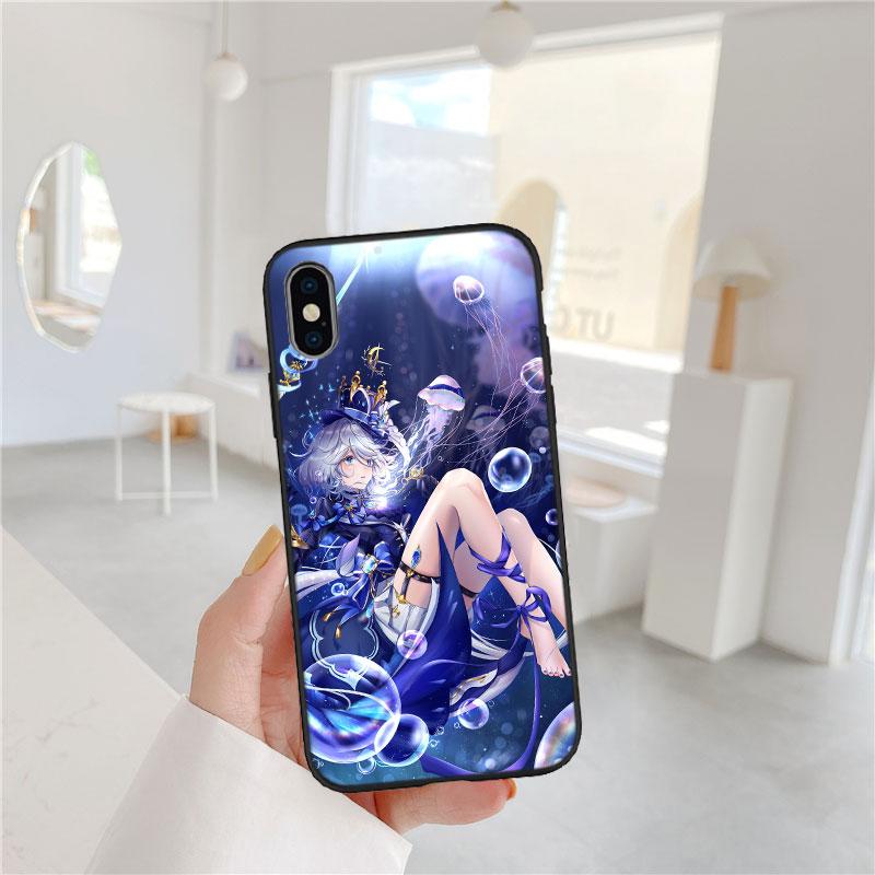 LO48 Genshin Impact Фурина Этер Мягкий силиконовый чехол для телефона для iPhone 16 15 14 13 12 Pro Max Plus Mini