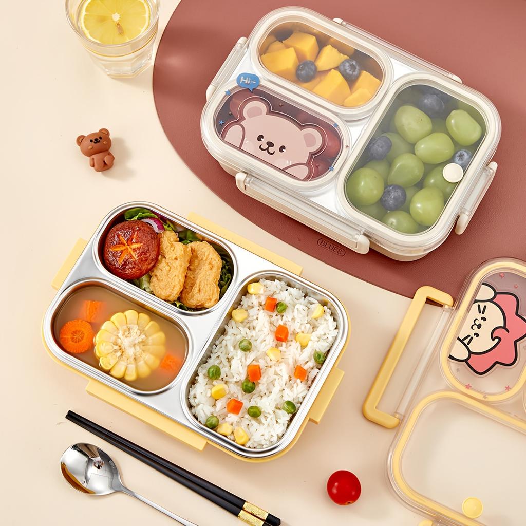 2/3 Grids Portable Divided Bento Box Microwave 304 Stainless Steel Lunch Box For Children Student Leak-proof Lunch Container