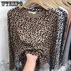 Leopard Print T-Shirts Women Long Sleeve Spring Fall Slim Korean Blouses Female All-match Casual O-Neck Tops