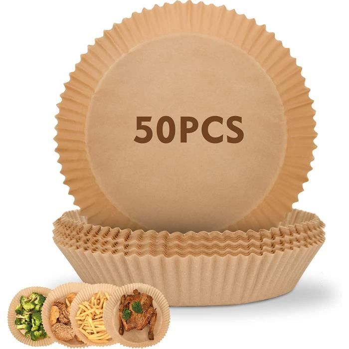 Feuilles de Papier pour Friteuse à Air - Non Toxique - 50 Pièces - Antiadhésif - Blanc - 100% Cellulose