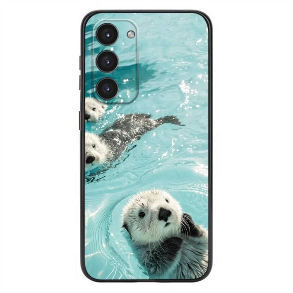 Cute Sea Otter Phone Case For Samsung Galaxy A20,21s,22,31,32,52,53,72,73,80,91 Soft Liquid Silicone Black Cover