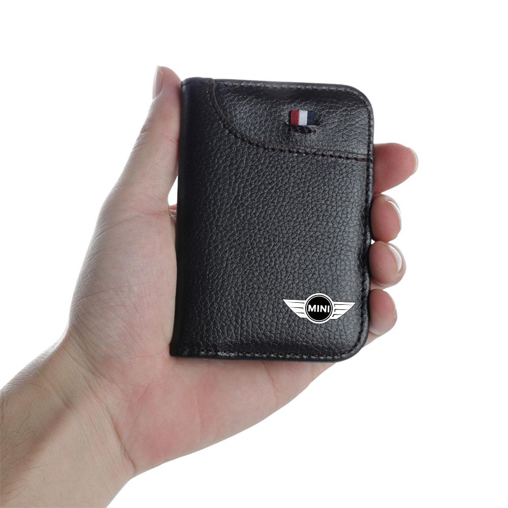 Car Logo Credit Card Driver License Organizer Storage Bag Wallet Decor For MINI Cooper JCW WORKS R55 R56 F55 F56 R57 R58 R59 R60 mjewr55