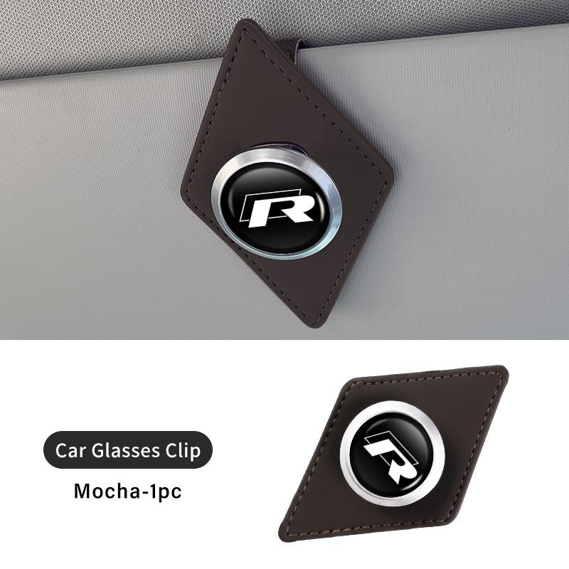 For Volkswagen VW Universal Car Glasses Holder PU Leather Alloy Auto Sunglasses Clip Golf Polo 4 5 6 Passat B5 B6 B7 CC Jetta zr7