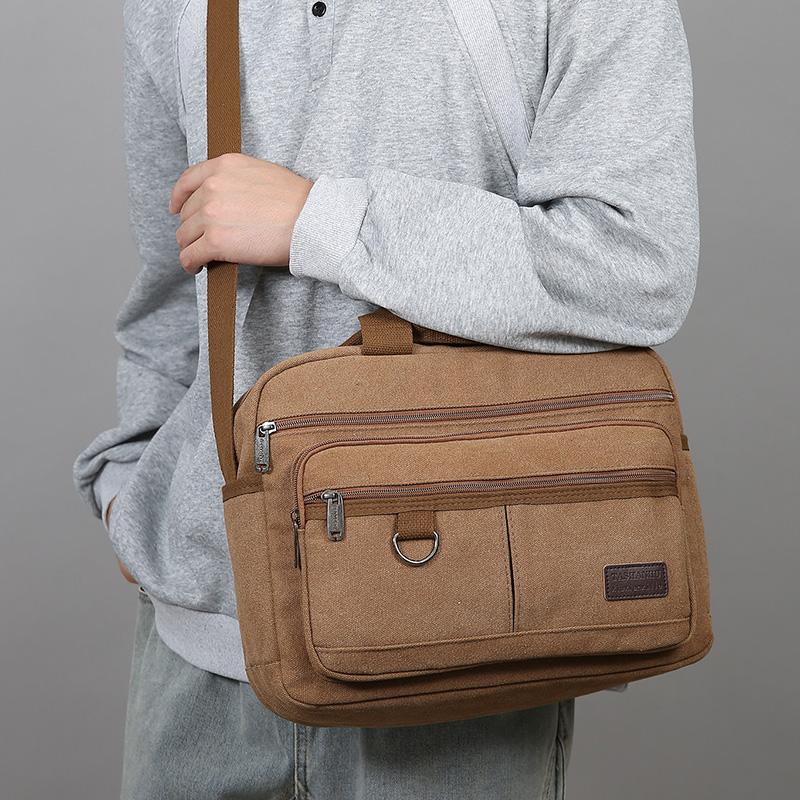 Men's Luxury Canvas Messenger Bag - High Quality Crossbody Shoulder Tote (Vintage Style Travel & Casual Handbag)