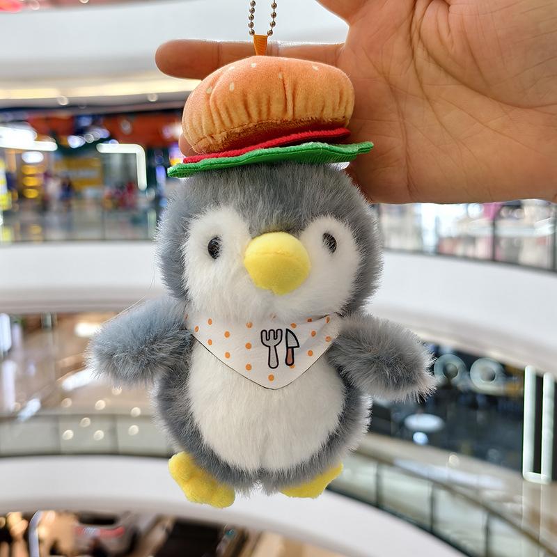 Cute Plush Baking Penguin Doll Keychain Backpack Toy Car Key Holder Creative Small Pendant Animal Shaped PP Cotton Filled Sho...