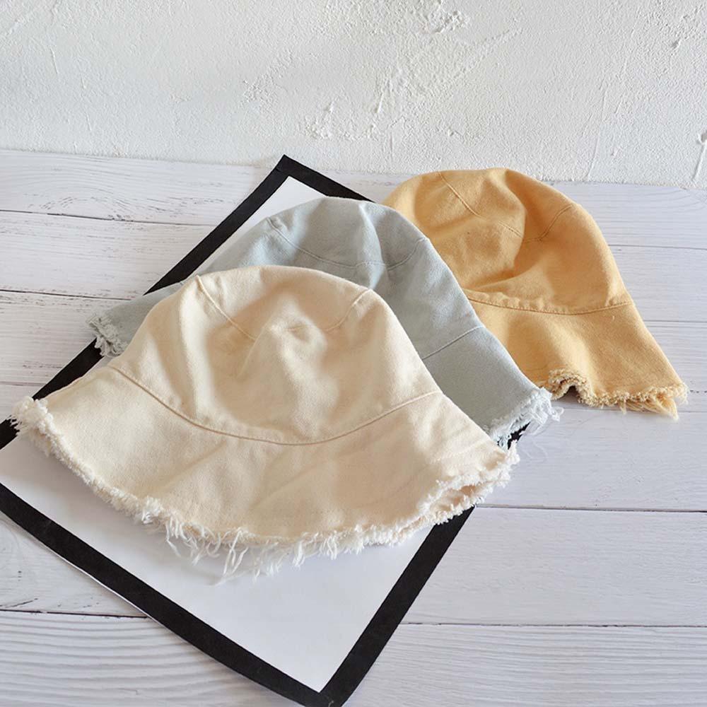 Simple Raw Edge Fisherman Hat Foldable Sun Protection Basin Cap Versatile Thin Bucket Hats Women