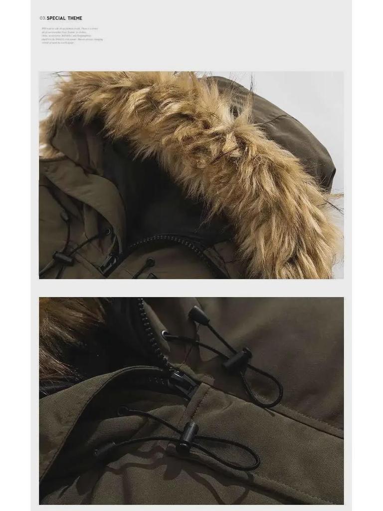 Мужская зимняя повседневная хлопковая куртка с меховым воротником и капюшоном для пар