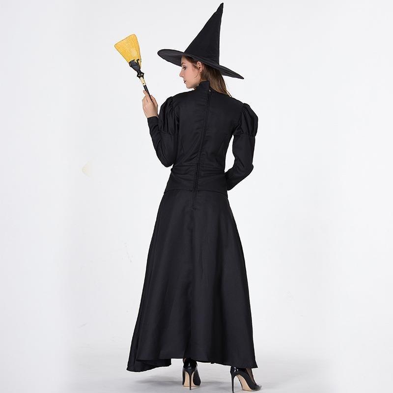 Halloween Adult Black Witch Magic Robe Masquerade Cosplay Costume