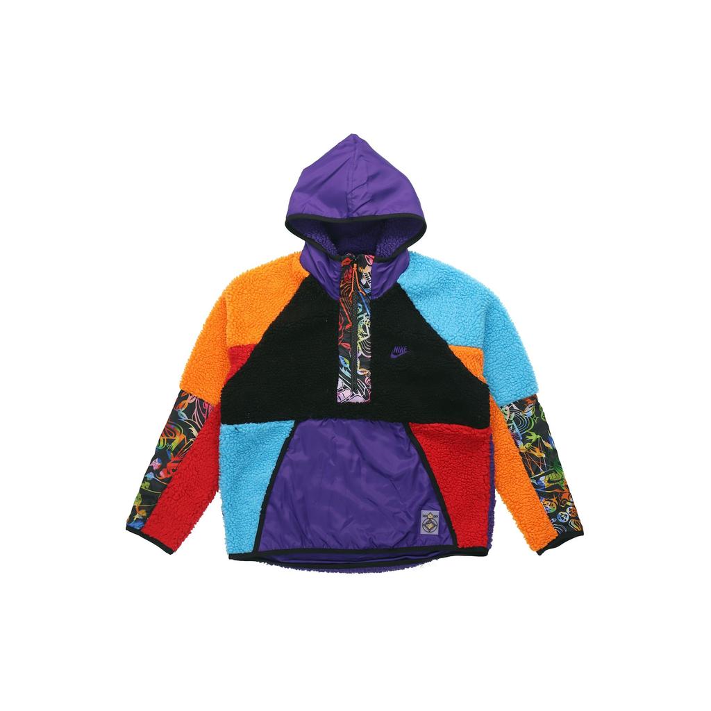 Nike Sportswear Patchwork Half-Zip Sherpa Hoodie Men Sweatshirt Multicolor CU3672-546