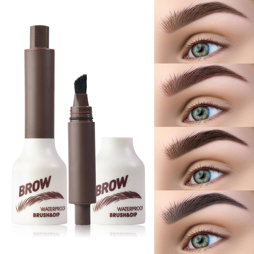 Крем для бровей водостойкий, стойкий, темно-коричневый, натуральный макияж бровей с кисточкой
