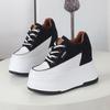 Fashion 12CM Genuine Leather Platform Wedge Fashion Women Spring Summer Autumn Chunky Sneakers Shoes Breathable Comfortable