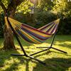 Heavy Duty Canvas Hammock With Metal Stand Adults Outdoor Garden Patio Balcony Relaxation Swing Chair