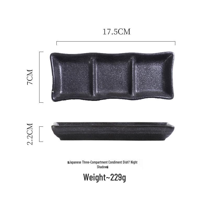 Japanese Ceramic Three-Compartment Sauce Dish