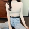 Women Spring Autumn Winter Half Turtleneck Pullovers Sweaters Jumper Primer Shirt Long Sleeve Short Slim-fit Tight Chic Solid One Size