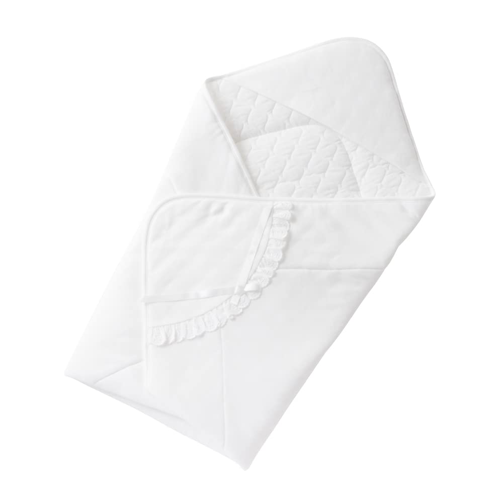 De Rose Lace Ribbon Smooth Baby Afghan Swaddle Throw Newborn Made In Japan 85 X 85 Cm [Creme Coco] [Formal/Ceremony] (Off White)