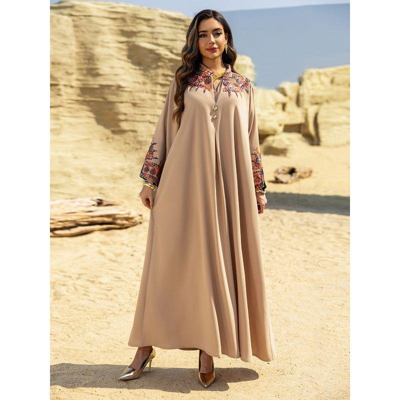 Women V-neck Design Robe Spring/Summer Fashion Ins New Dubai Embroidery Embroidery Morocco Dress Dress