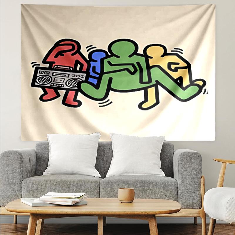 Keith Haring Ascending Tapestry for Bedroom Aesthetic Classroom Tapestries Wall Hanging for Living Room Dorm Office,Ideal Creative Gift
