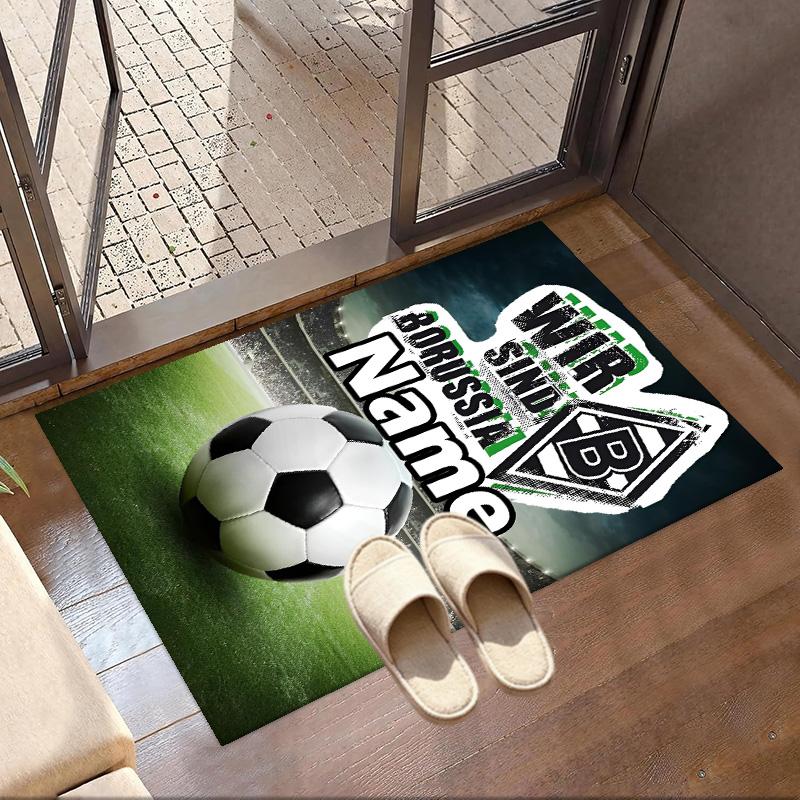 Custom Name Personalized Borussia Monchengladbach Print Carpet, Versatile Home Decor Rug, for Playroom, Apartment, Balcony, Entryway, Hallway Gift