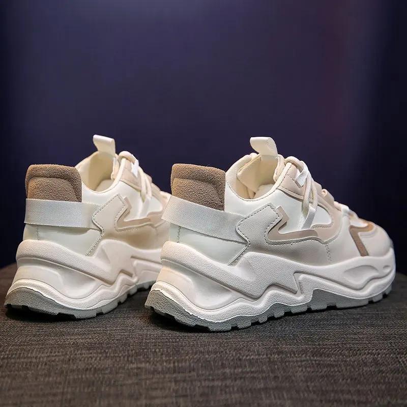 Newly Arrived Thick Sole Comfortable Round Toe Sneakers Casual Gray Brown Running Shoes Spring and Autumn Women's Shoes