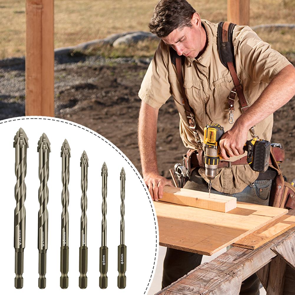 Cross Hex Drill Bit Set For Concrete Porcelain Tile Bits Drill Tools Metal Multifunction Profes Y1N5