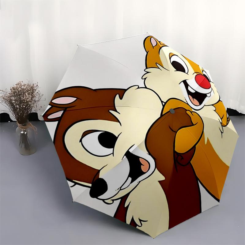 Chichi and Dali Themed Travel Umbrella-8 Ribs Automatic Opening and Closing, Portable Folding Design, Compact and Stylish Umbrella Suitable