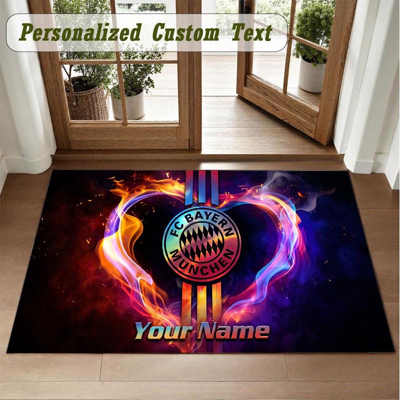 Crystal Velvet Square Rug Custom NameBayern Munich Pattern Non Slip Home Floor Decor Rug