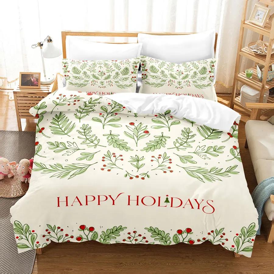 Comforter Christmas 200X200 Green King 3D Bedding Sets 3Pcs 2Pcs Single Double Bed Twin Full Size Thin Fabric