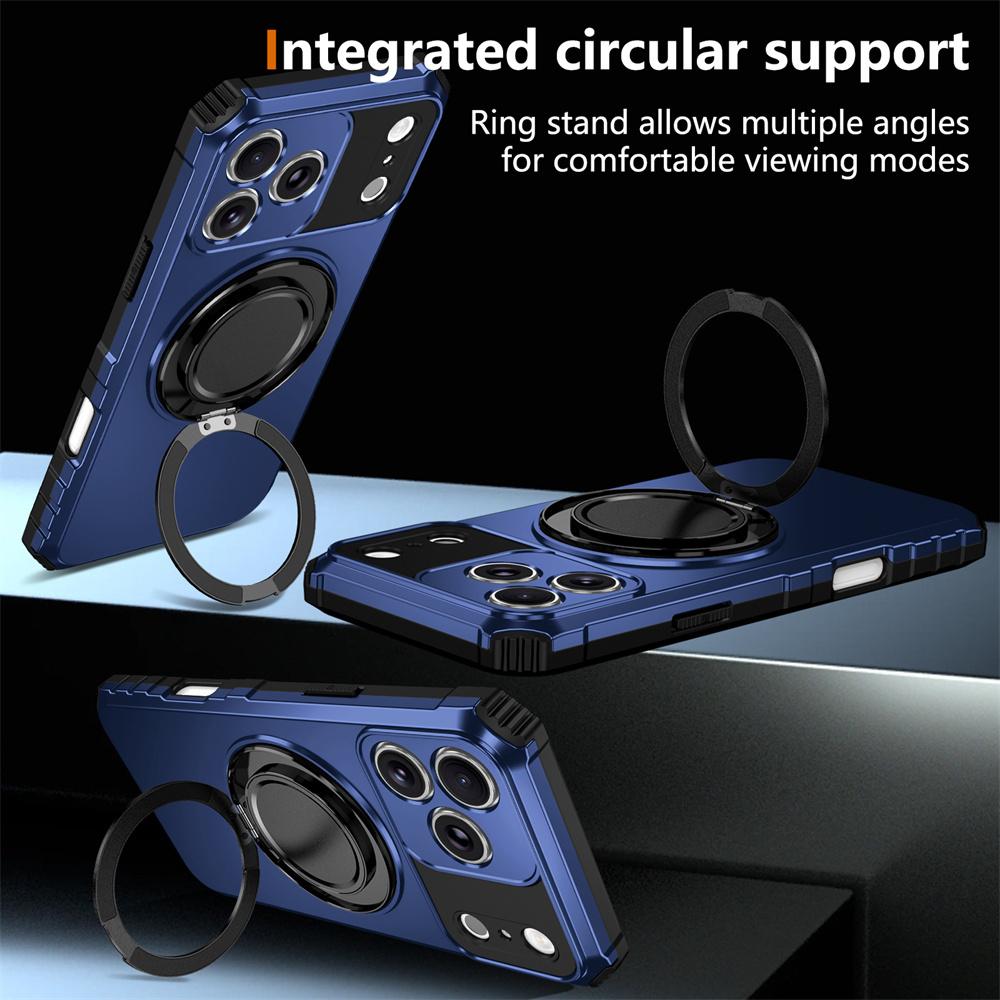 Armor Rotating Magnet Magnetic Folding Stand Phone Case For iPhone 17 16 15 14 13 12 11 Pro Max Shockproof Bumper Cover